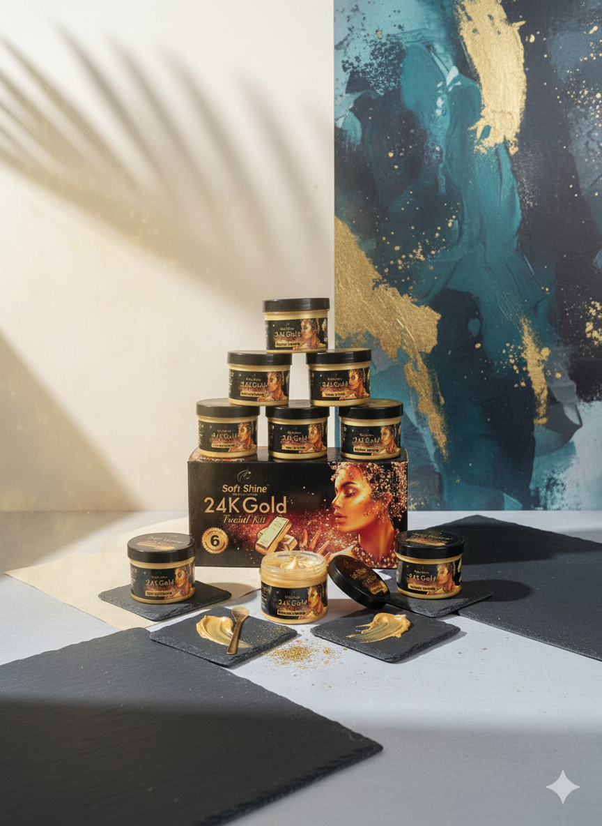 SOFT SHINE 24K GOLD  facial kit 6 pecs set