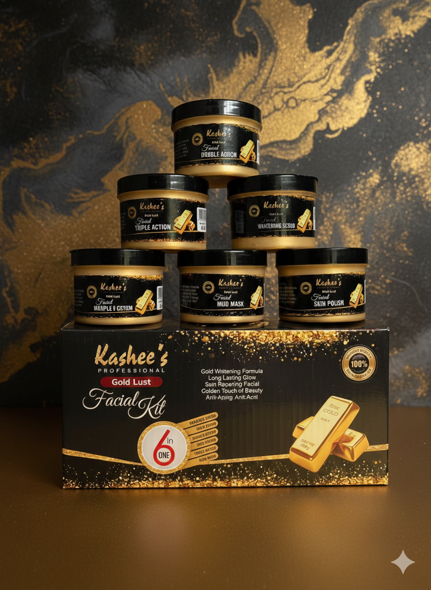 kashee's gold lust facial kit 6 pecs set